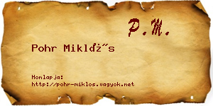 Pohr Miklós névjegykártya
